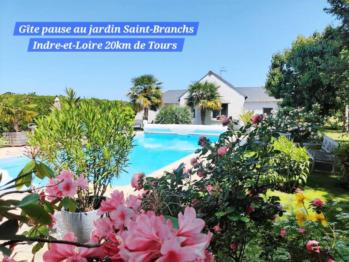 Gite Pause Au Jardin Piscine Chauffee Saint-Branchs Exterior foto